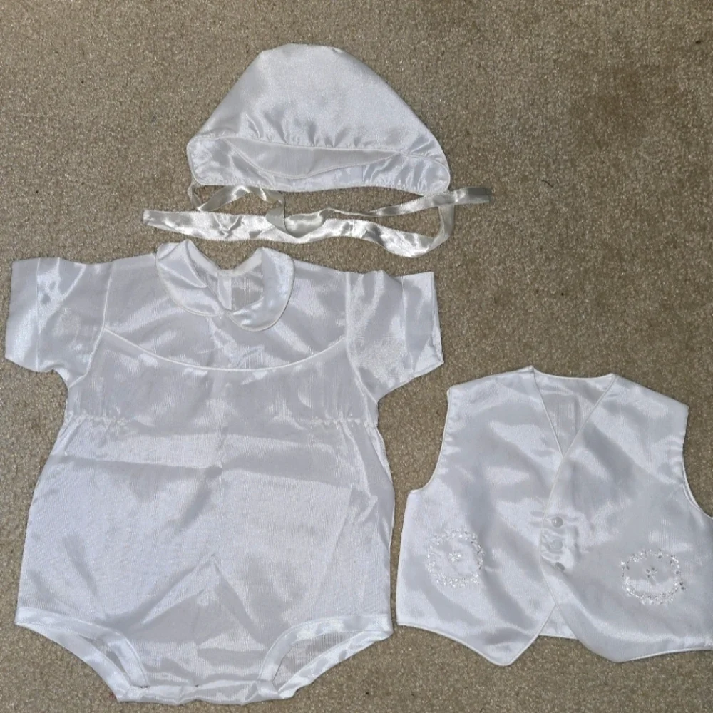 Vintage Baby boys 3 piece christening/ baptism outfit